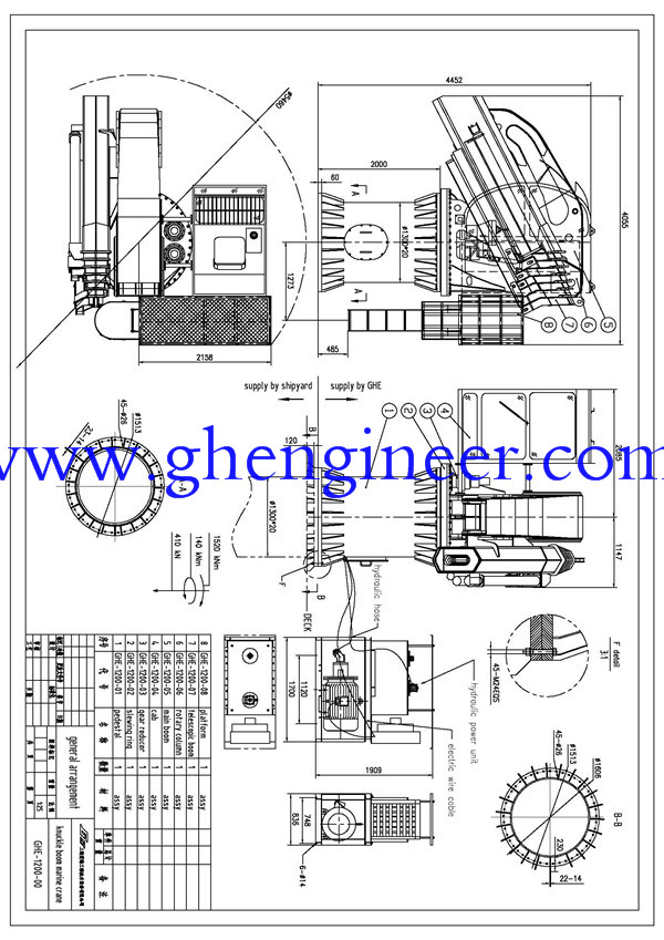 Knuckle Boom Crane with Separate Hydraulic Station for Tug Boat