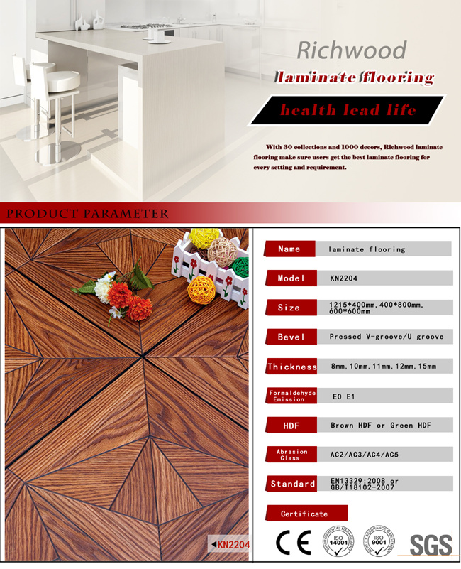 Commercial 8.3mm Vinyl Plank AC3 Woodgrain Texture Wooden Laminate Flooring