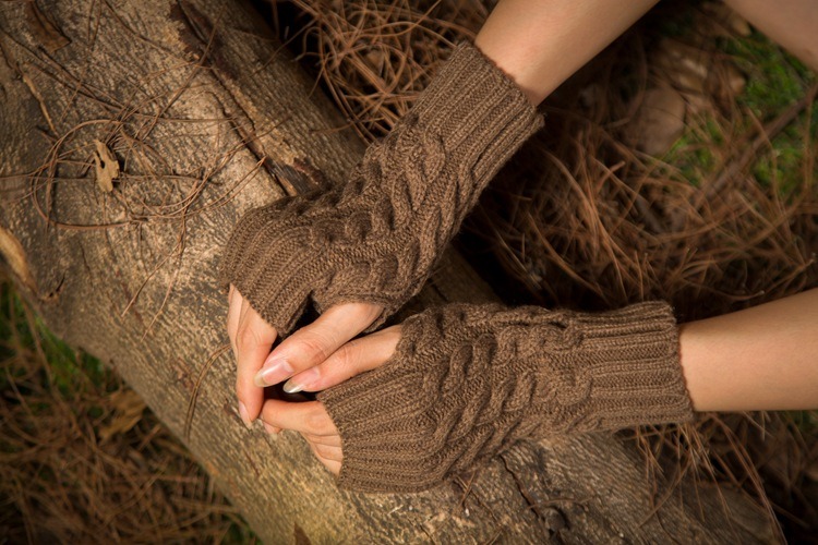 Wholesale Lady's Finger-Less Basic Knitted Arm Warmer Acrylic Knitted Long Gloves