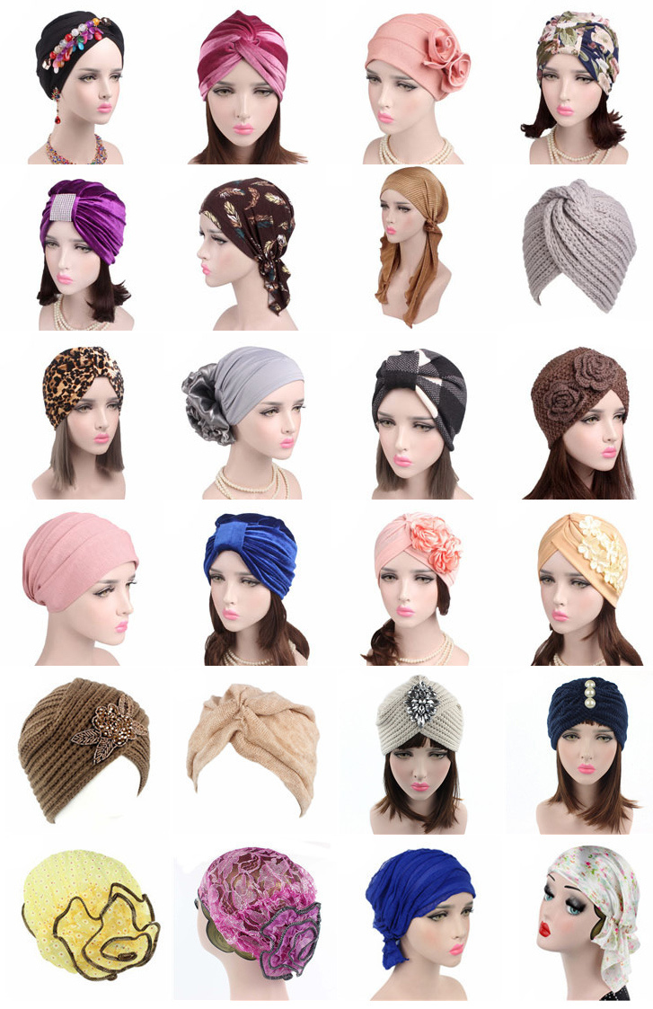 Women Knitted Hat Cross Crochet Turban Bonnet Dome Winter India Cap Warm Hat (HW129)