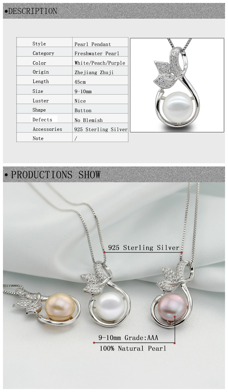 Fashion Pearl Pendant 9-10mm AAA Button Pearl Lucky Pearl Pendant