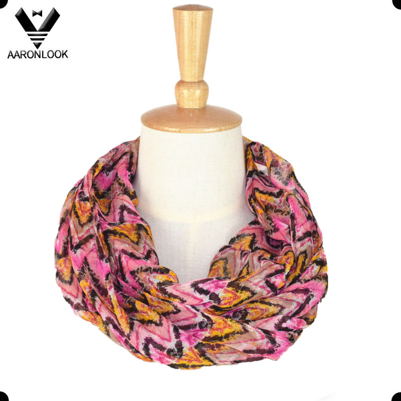 Lady Fashion Chevron Print Colorful Infinity Scarf