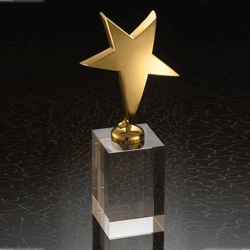 Metal Star Trophy Crystal Craft Awards Glass Trophy