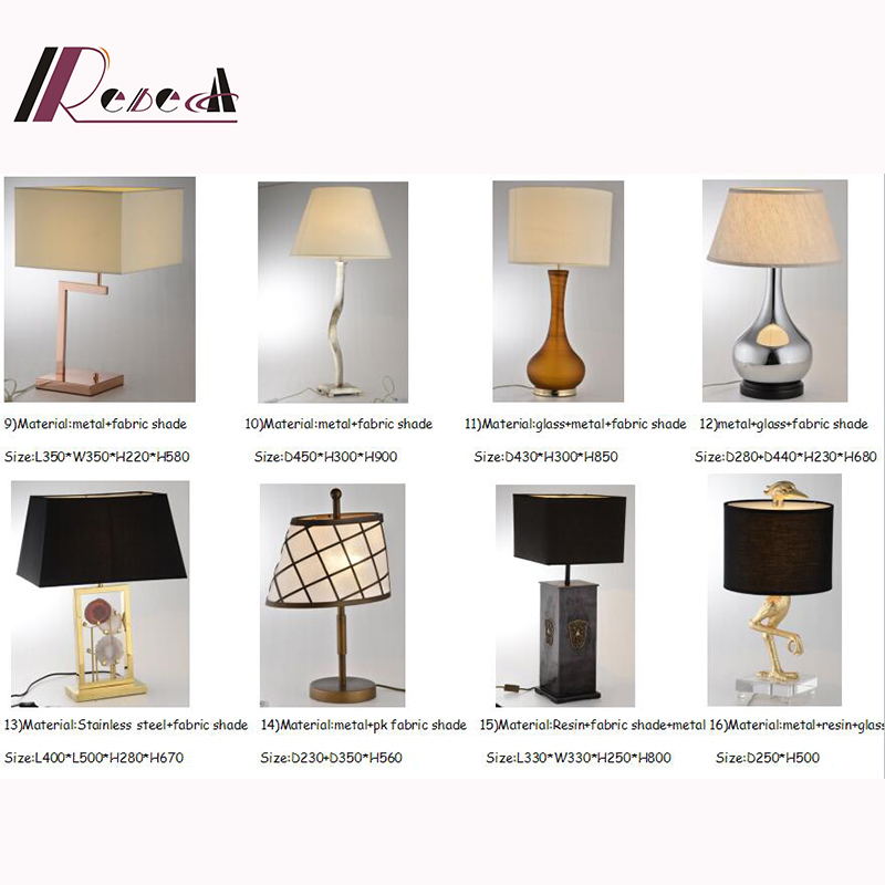 Eucorative Hotel Decorative Fabric Bedside Stainless Steel Reading Table Lamp