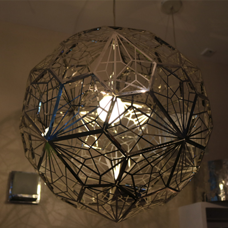 European Hotel Decorative Polygon Stainless Steel Round Pendant Lamp