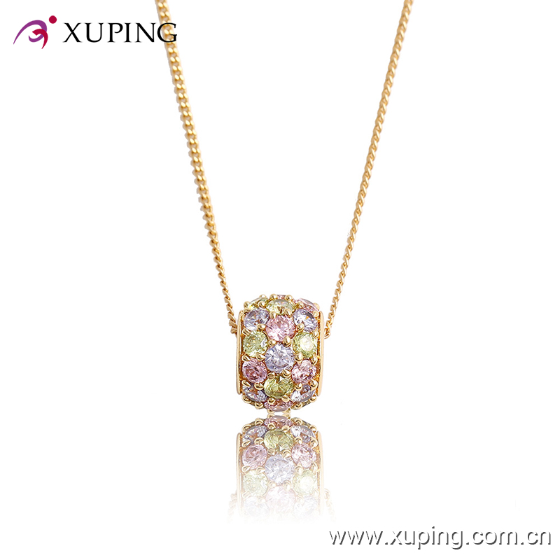 32413-Best Selling Crystal Ball Diamond CZ 18k Gold Plated Jewelry Pendant Necklace