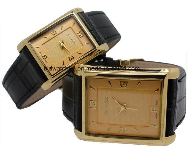 Quartz Black Leather Band Pair Watches for Lover