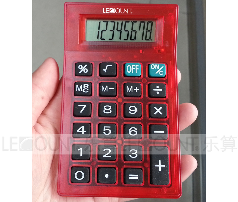 8 Digits Dual Power Transparent Pocket Calculator with Rubber Keys (LC325)