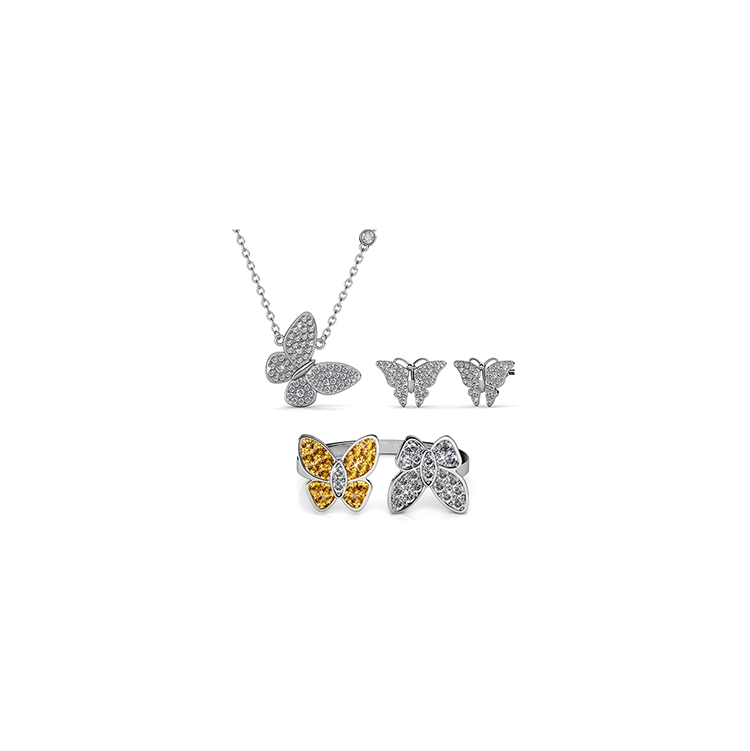 Destiny Jewellery Crystal From Swarovski Butterfly Set Pendant Ring