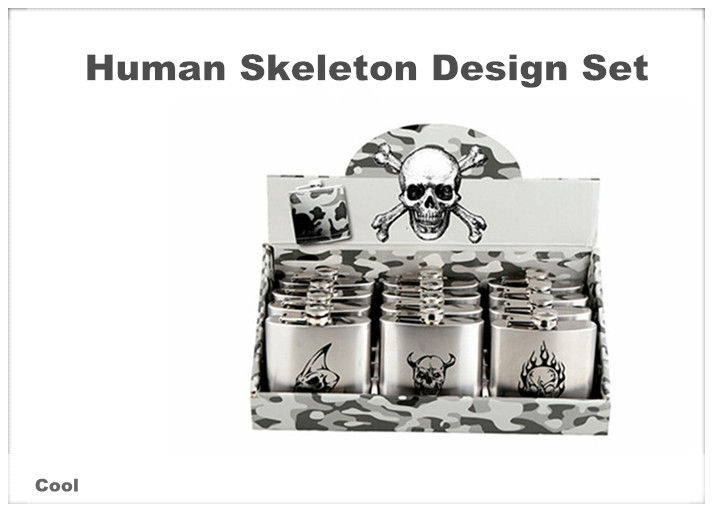 Novel Human Skeleton Design Series Wine Hip Flask Set