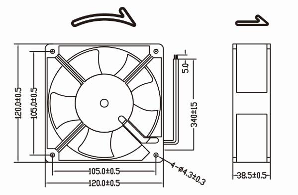 Xj12038h 120mm AC Fan 110V Industrial Air Cooler with Terminal