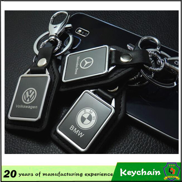 Leather Zinc Alloy Material Car Emblem Keychain