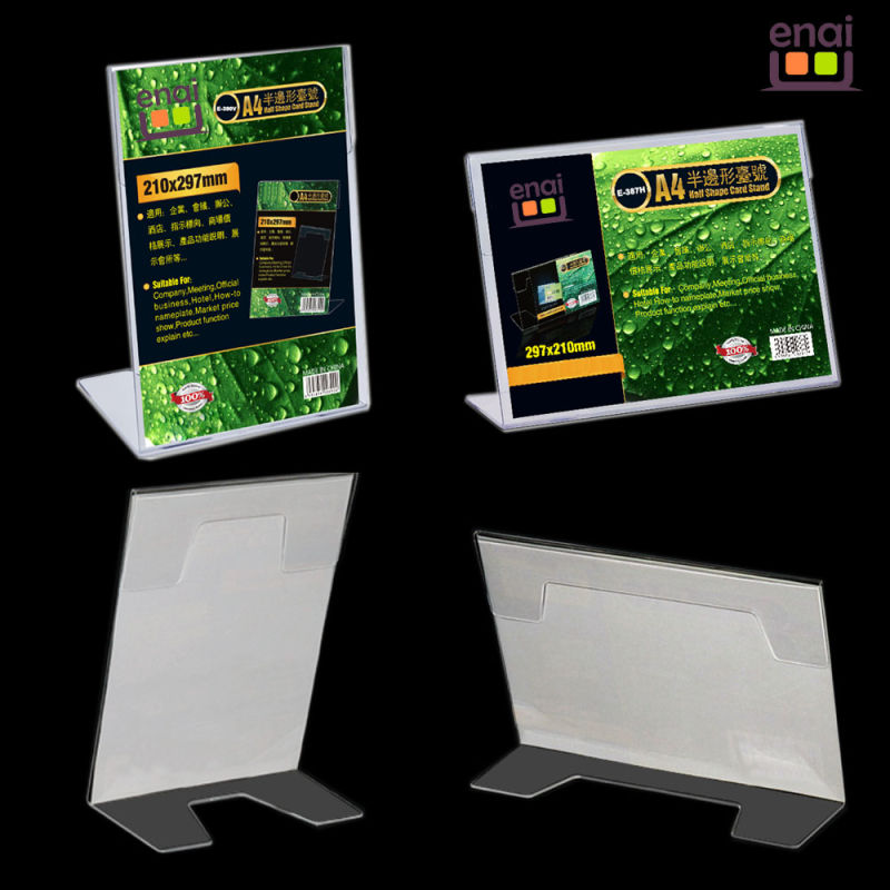 A4 Size Vertical Plastic Card Stand with Customizing Paper Printing