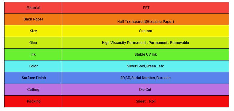 Anti-Counterfeiting Holographic Paper Circular Label Sticker Holographic Label - Laser 3D Logo