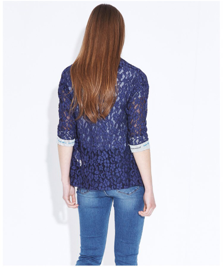 Spring Lace Elegant Jacquard Button Ladies Thin Jacket