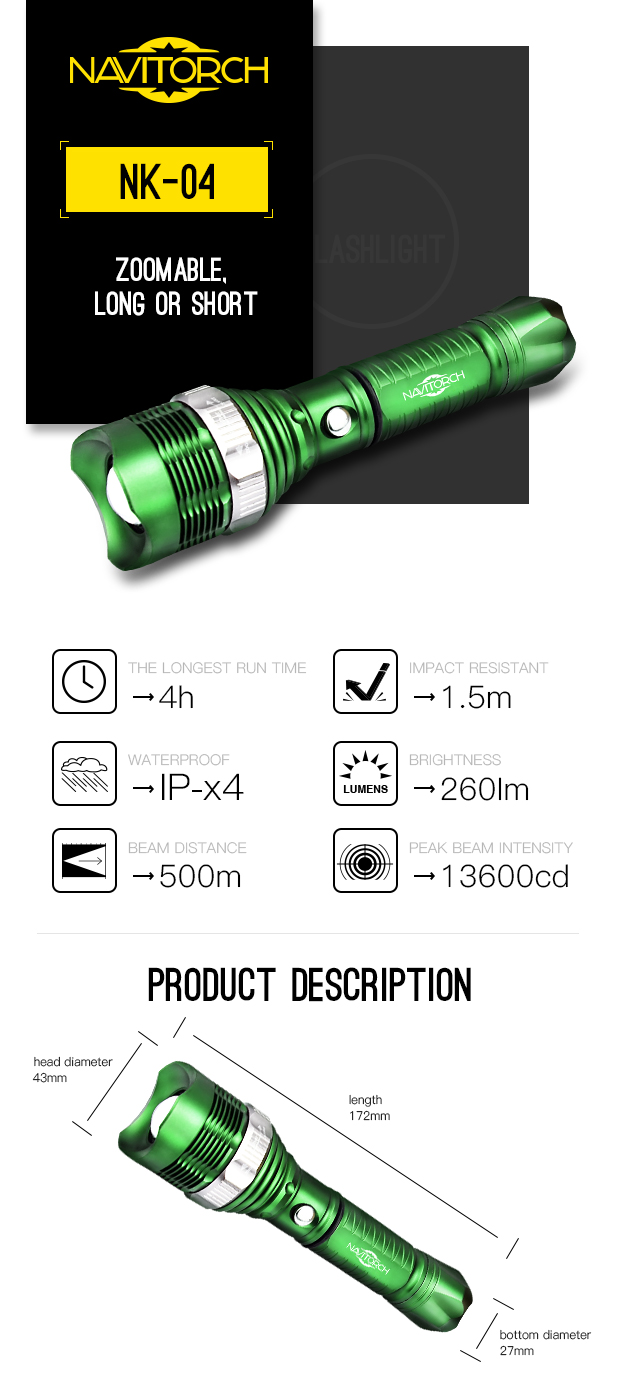 CREE XP-E LED Rotating Aluminium Alloy LED Torch (NK-04)