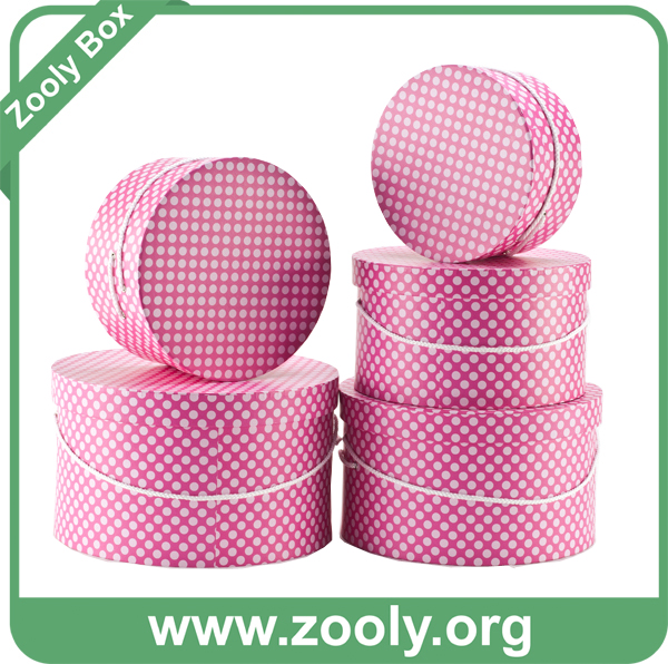 Elegant Stripe / DOT Printed Round Hat Box with Ribbon