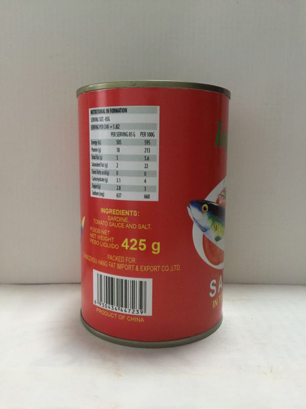 Hot Selling 425g Canned Sardine in Tomato Sauce