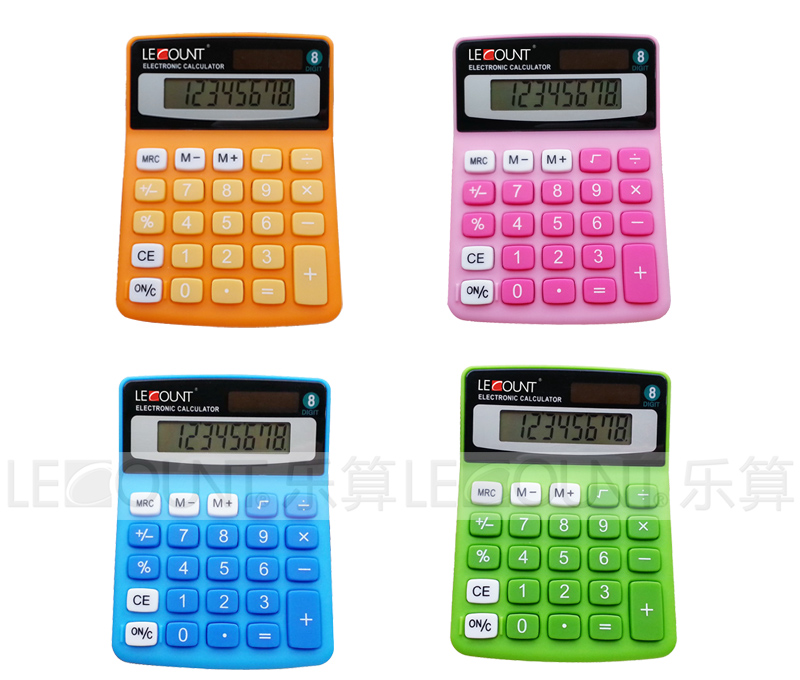 8 Digits Dual Power Colorful Mini Desktop Calculator (LC208C)