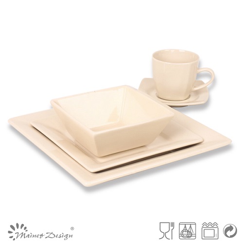 Natural Cream Color Square Shape 20PCS Dinner Set