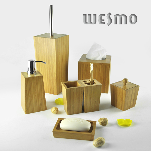 Trapezoid Bamboo Bathroom Accessory Set (WBB0621A)