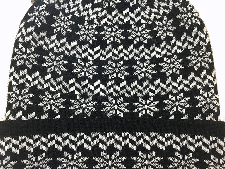 Unisex Knitted Jacquard Snow Printing POM POM Winter Warm Hat Beanie (HW152)