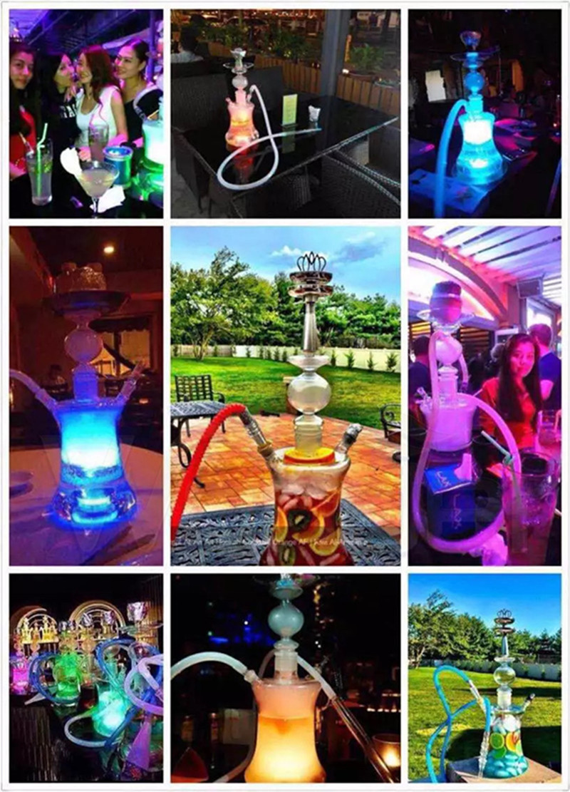 Cheap Three-Color Glass Hookah with LED