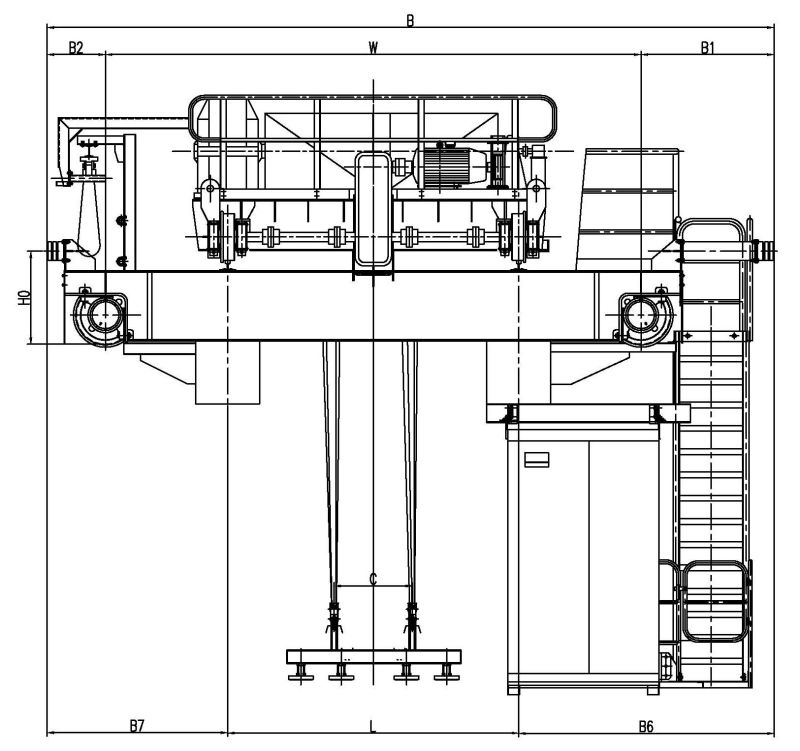 Electromagnetic Bridge Crane with Carrier Beam in Vertical