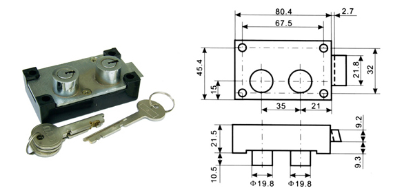 Safe Lock, Bank Safe Lock, Tow Head Safe Lock, Zb-208