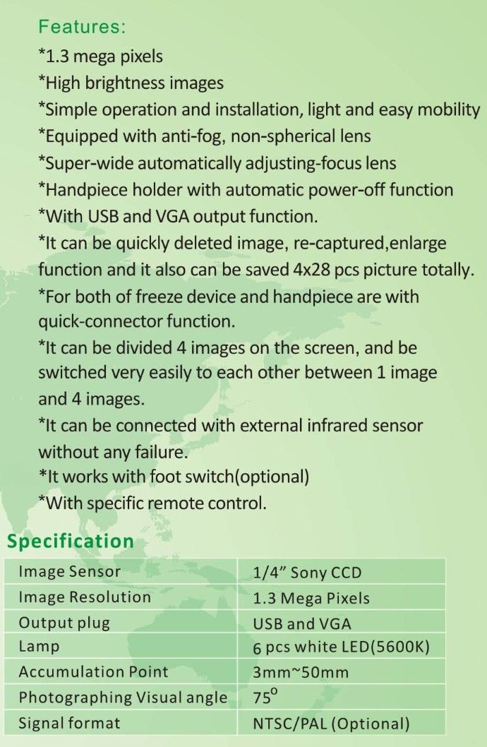 1.3 Mega Pixels CCD Dental Intra-Oral Dental Camera