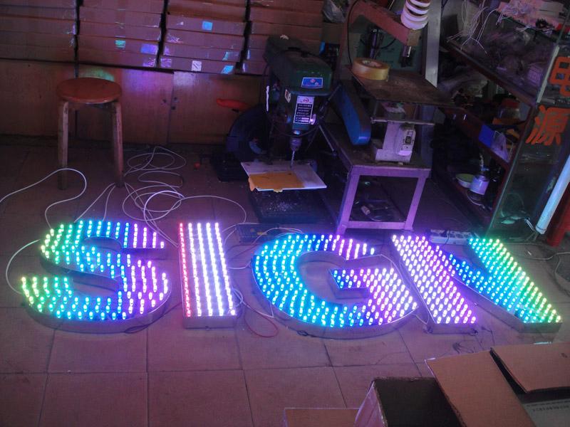 RGB LED Lamps Bulb Letter Signs Full Color DOT Matrix Letter Punching for Installing Light