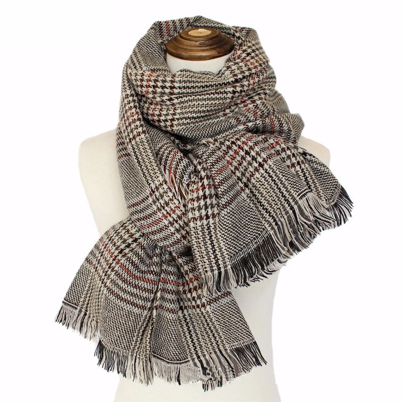 Womens Soft Cashmere Feel Alike Checked Stole Shawl Wraps Scarf (SP278)