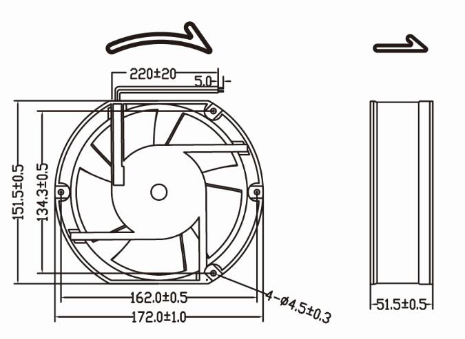 172mm 172X151X51.5mm 110V 220V AC Cooling Fan for Wood Machine