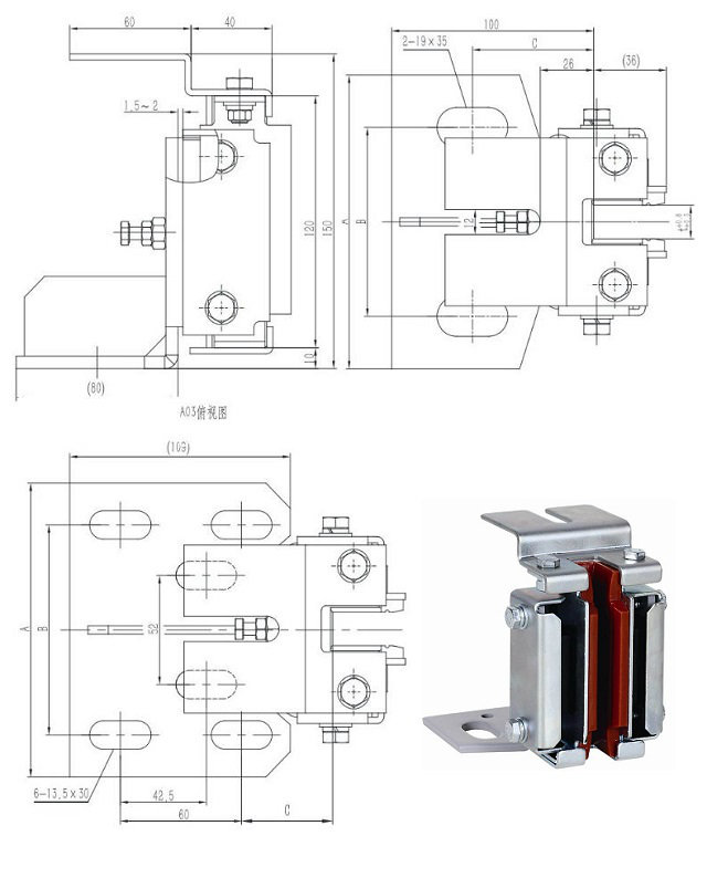 9mm, 10mm, 16mm Mitsubishi Elevator Sliding Guide Shoes (OS47-029/OS47-847W)