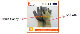 Sallow Nylon Polyester Sandy Nitrile Glove Dnn452