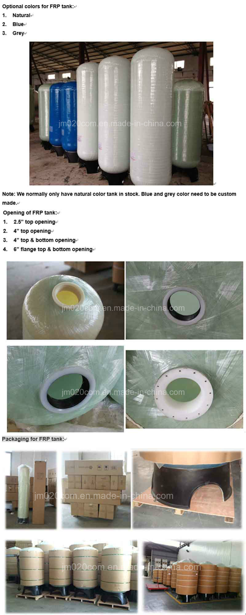 PE Liner Fiber Glass Pressure Tank for Water Softener