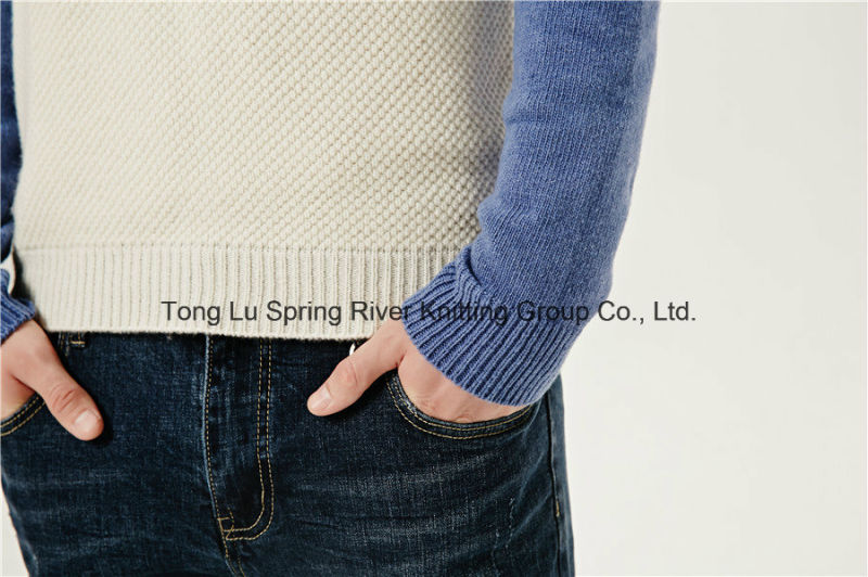 Nylon Lambswool Round Neck Knit Sweater for Men