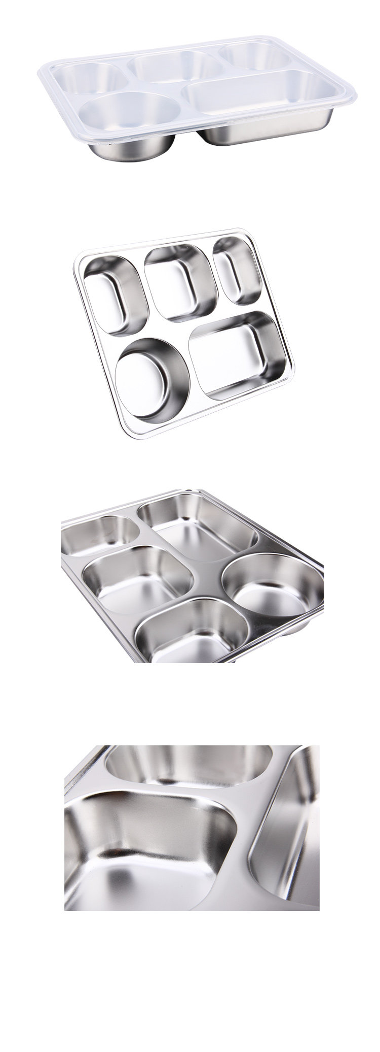 5 Divides Fast Food Plate & Stainless Steel Lunchbox
