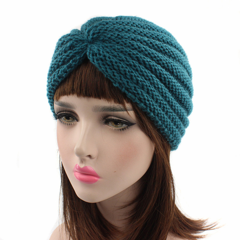 Women Knitted Hat Cross Crochet Turban Bonnet Dome Winter India Cap Warm Hat (HW129)