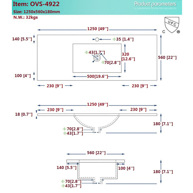 China Manufacture Bathroom Sanitary Basin Maunufacturer Cabinet Sink