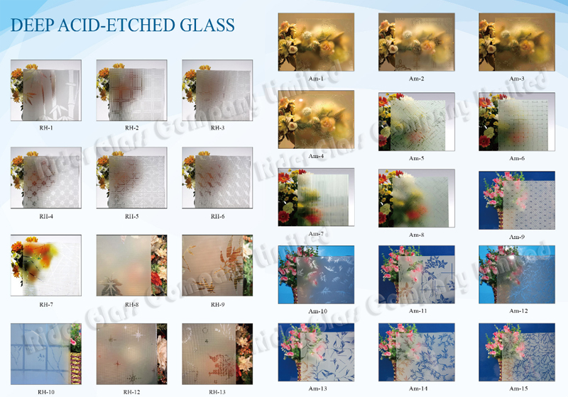 High Quality 3mm Rose Decorative Acid Etched Pattern Glass with Art Decorative Glass