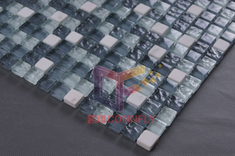 Super White Stone Mix Crystal Glass Mosaic (CS106)