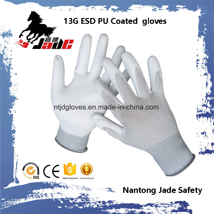 13G PU Coated ESD Touch Work Glove