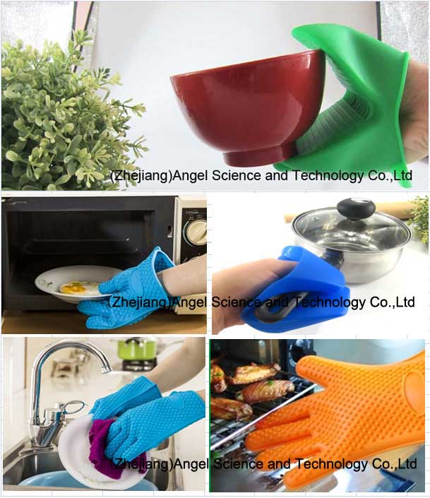 Wholesale Three Fingered Silicone Rubber Glove for Cooking Sg11