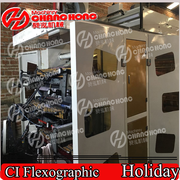 Double Winder Flexo Printing Machine/Six Color Plastic Film Flexographic Printing Machine