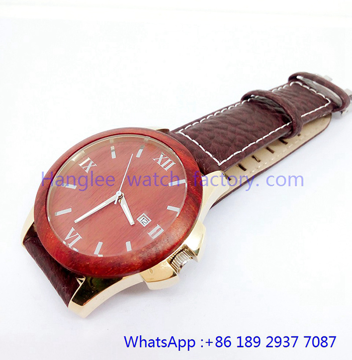 Top-Quality Stainless and Wood Quartz Watches Water Resistant Hlja-15059