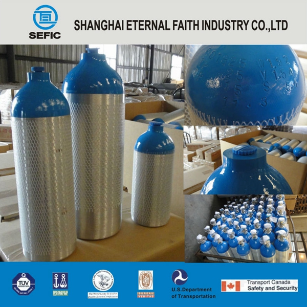 2014 High Pressure Seamless Aluminum Oxygen Gas Cylinder (LWH180-10-15)