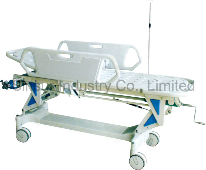 Manual Height Adjustable Hospital Emergency Transport Folding Stretcher