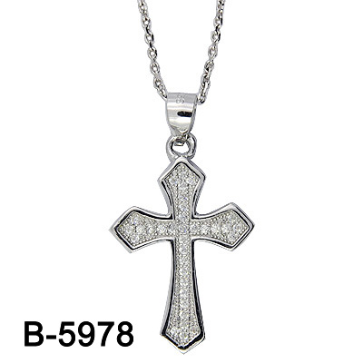 New Design Us Style Micro Setting 925 Silver Cross Pendant.