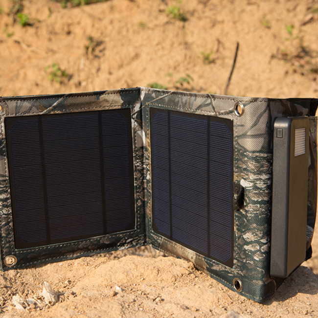 Foldable 5W Solar Panel External Battery Dual USB Charger with 4000mAh Power Bank